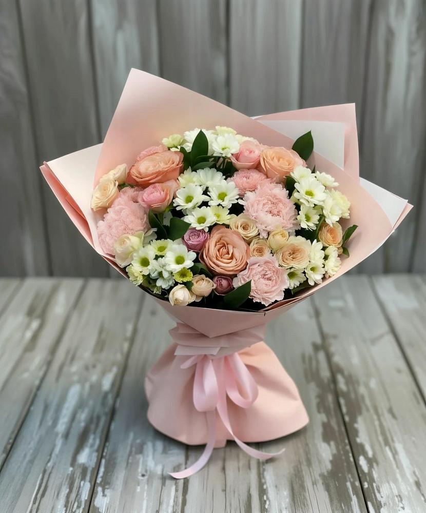 Букет цветов из: Гвоздики, Розы и Хризантемы в Дрезне