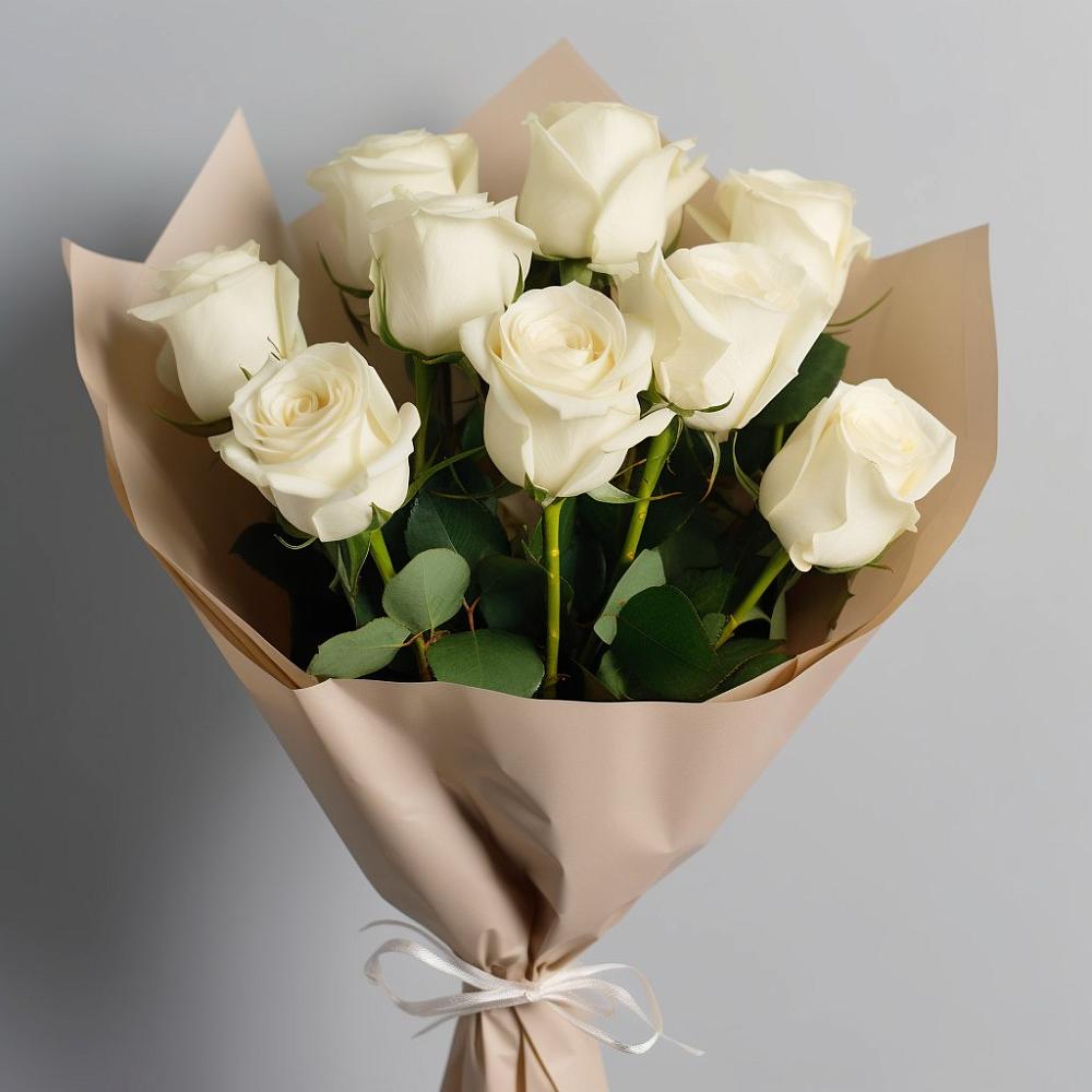 Букет 9 Белых роз Эдлесс Лав в Дрезне