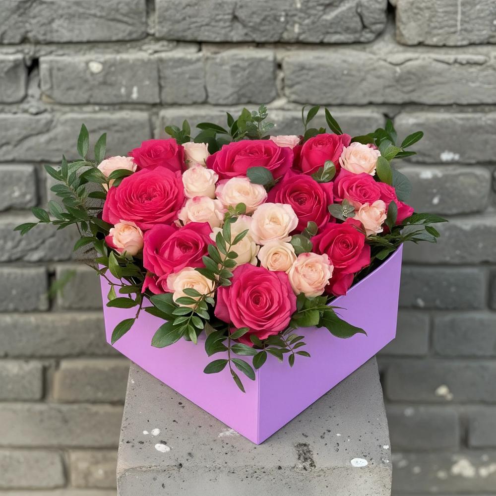 Цветочная композиция из Розы в коробке в Дрезне