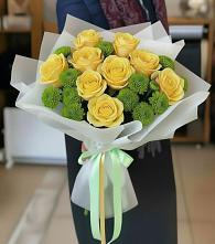 Букет цветов из:  Хризантемы и Розы в Дрезне