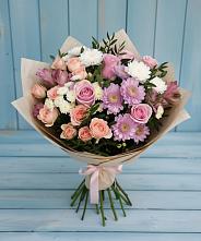 Букет цветов из:  Хризантемы, Розы и Альстромерии в Дрезне