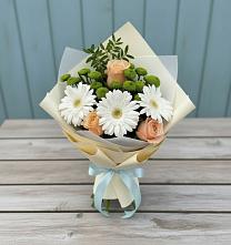 Букет цветов из:  Герберы, Розы и Хризантемы в Дрезне